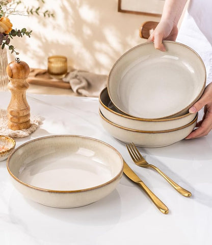 GBhome 8.75'' Large Pasta Bowls, 38oz Stoneware Pasta Serving Bowls Set of 4 - Image 4