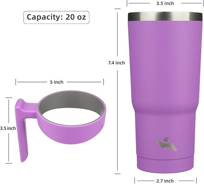 Konokyo 20 oz Tumbler with Handle and Straw, Insulated Travel Mug | Lavender; - Image 4