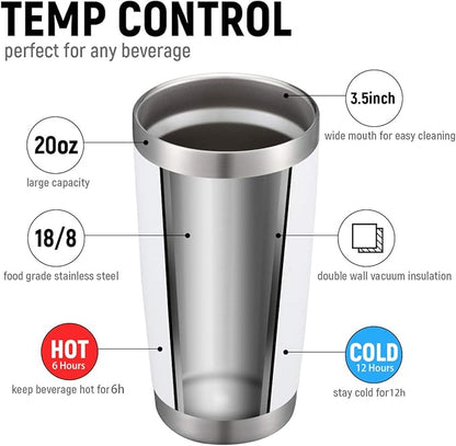 COMOOO 20oz/8Pack White Tumbler Double Wall Vacuum Insulated Coffee Travel Mug Stainless Steel Tumbler Bulk with Lid and Straw Powder Coated Insulated Coffee Cup for Cold & Hot Drinks (White, 8 Pack)