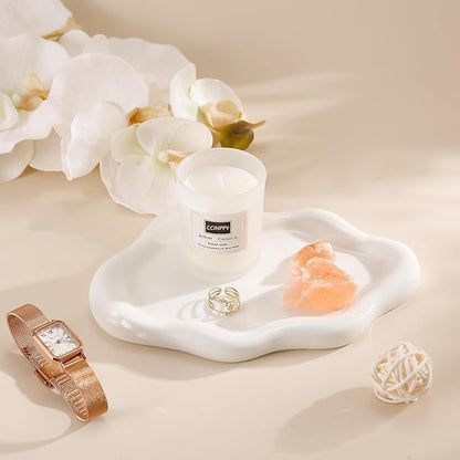 Ceramic Jewelry Tray Trinket Dish, Decorative Cloud Vanity Key Tray for Women, Ring Holder Dish, Cute Jewelry Plate Bowl Room Decor Aesthetic, White, Large