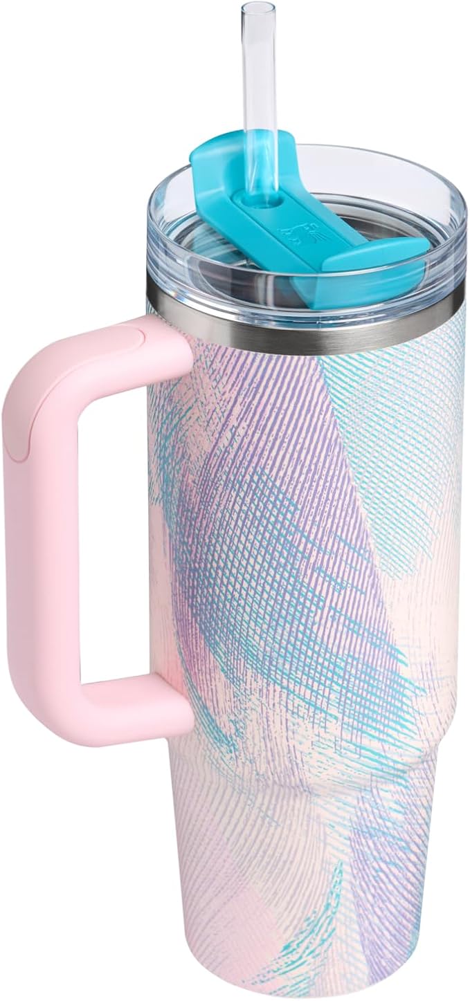 STANLEY Quencher H2.0 Flow State Tumbler, 30 oz, Sea Glass Plume | Handle and - Image 3
