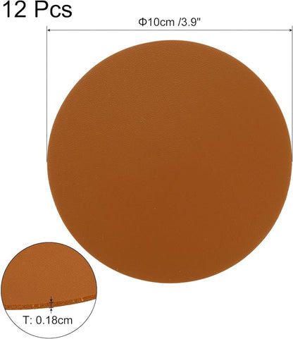 uxcell Round Faux Leather Coasters 4 Inch, Drink Coasters Suit - Image 2