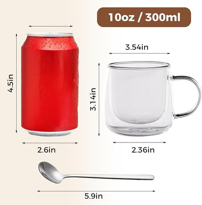 Double Wall Glass Coffee Mugs 10 Oz - Image 2