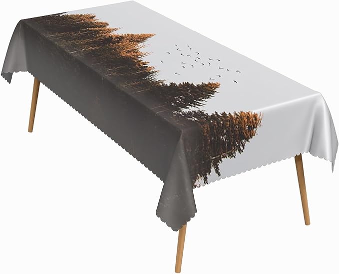 60x120 Inch Nature Rectangular Tablecloth Bird Autumn Forest Table Cloth Waterproof Durable Table Cover for Holiday Picnic Outdoor BBQ Decor