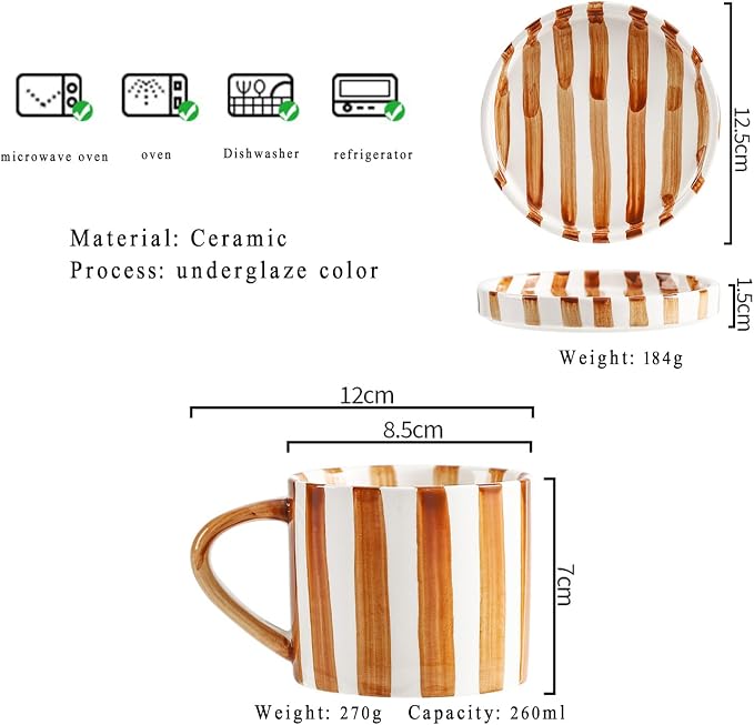 Espresso Cups Ceramic Coffee Mug Series European Striped Dot Coffee Cup And - Image 2