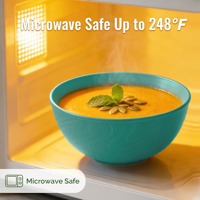 40 OZ Kitchen Bowl, Unbreakable & Lightweight Wheat Straw Bowls Sets of 8 - Image 4