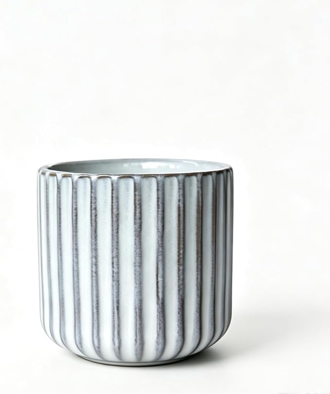 Japanese Ceramic Mug, Vintage Tea Cup 6oz Striped Cup No Handle Drinking Cup by Unknown