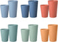HEYCOME Set of 12 Wheat Straw Cups, Reusable Plastic Cups Sets by StayHealthyStayHappy