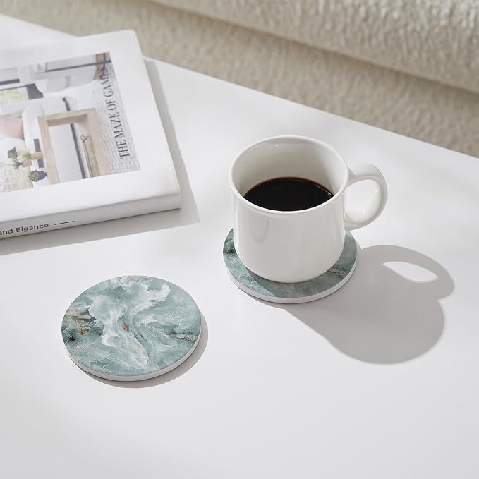 Set of 6 Abstract Marble Coasters - Image 2