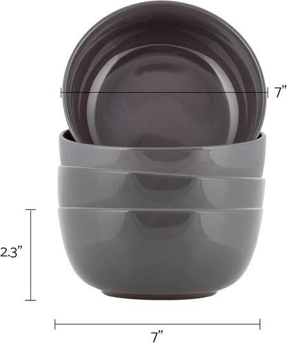 Elanze Designs Bistro Glossy Ceramic 7 inch Dinnerware Bowls Set of 4 - Image 3
