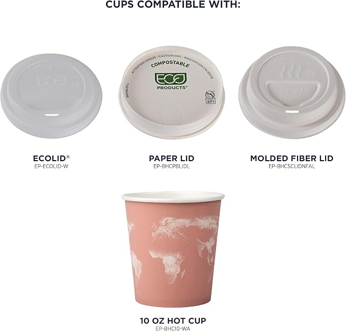 ECO PRODUCTS Compostable Disposable World Art 10oz Coffee Cups, Renewable Hot - Image 6