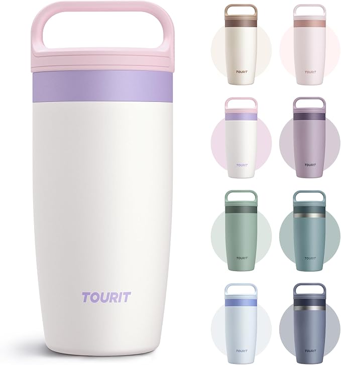 TOURIT Travel Coffee Mug 16 oz, Leakproof 2-Part Drink Lid Coffee Tumbler Cup by TOURIT