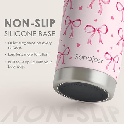 SANDJEST Bow Tumbler 20oz Stainless Steel Insulated, Travel Coffee Cup - Image 4