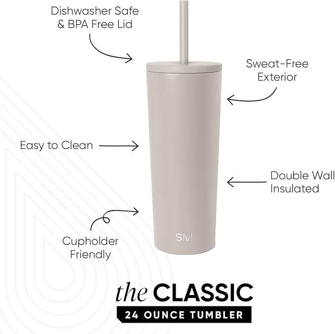 Simple Modern Iced Coffee Tumbler, Insulated | 24oz | Beige - Image 2