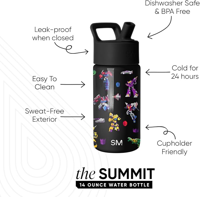 Simple Modern Transformers Kids Water Bottle & Toddler Cup | 14oz | Insulated - Image 2
