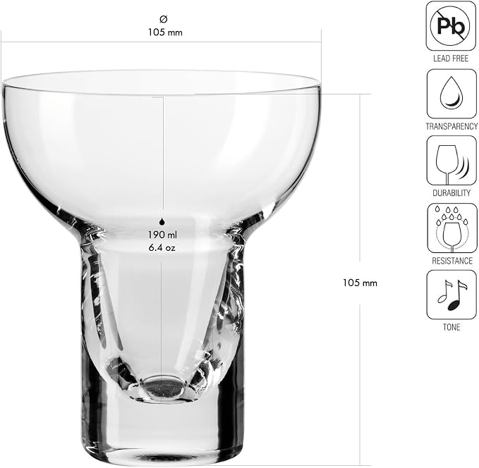 Krosno Cocktail Drinking Glasses, 7.8 Fl Oz, SHAKE N°1, Margarita and Martini - Image 2