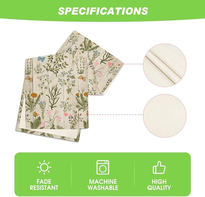Artoid Mode Wood Wild Flowers Floral Spring Table Runner, Seasonal Summer - Image 5