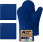 GORILLA GRIP BPA-Free Soft Silicone Oven Mitts and Pot Holders Sets of 4, Heat Resistant Waterproof Cooking Gloves, Thick Cotton Lining, Flexible Gripping for Baking Grilling, Kitchen Trivets, Blue