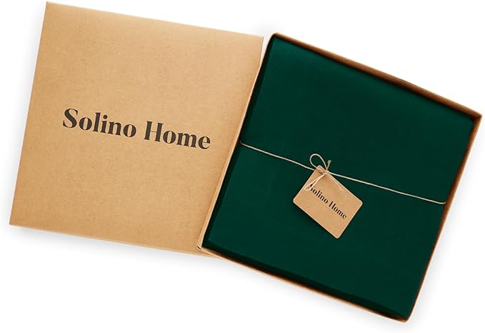 Solino Home Green Linen Tablecloth 70 x 90 Inch - 100% Pure Linen Table Cloth for Rectangle Tables - Sonoma, Machine Washable Tablecloth for Winter, St Patricks Day