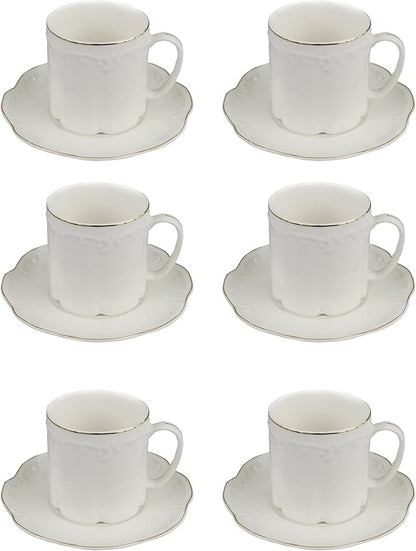 GuangYang 7oz Fine Porcelain Tea Cups and Saucers Set by HOME