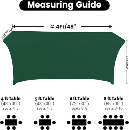 Spandex Table Cover 4 ft. Fitted Polyester Tablecloth Stretch Table Cover Table Topper Open Back - Emerald Green