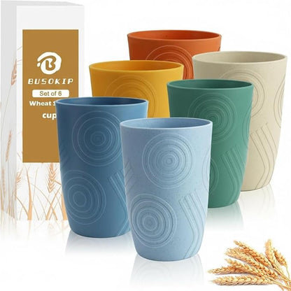 Wheat Straw Cups 16 OZ, Plastic Drinking Glasses, Drinking Cup, Unbreakable by BUSOKIP