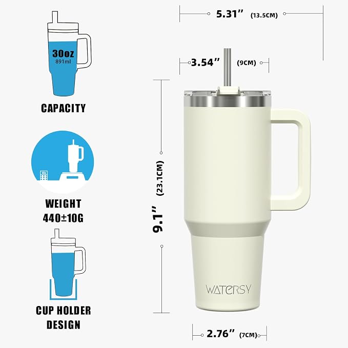 30 oz Tumbler with Handle, Tumbler with Lid and Straw, Double Wall Insulated - Image 8