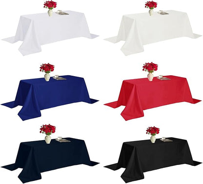 Fokitut 6 Pack Rectangle Tablecloth, 90x132 Inch, Stain Resistant and Wrinkle Polyester Table Cloth, Fabric Table Cover for Kitchen Dining, Wedding, Party, Holiday Dinner-White