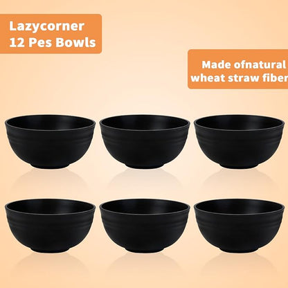Lazycorner 12 Pcs Wheat Straw Cereal Bowls 26 Oz Wheat Straw Bowls Set Reusable - Image 2