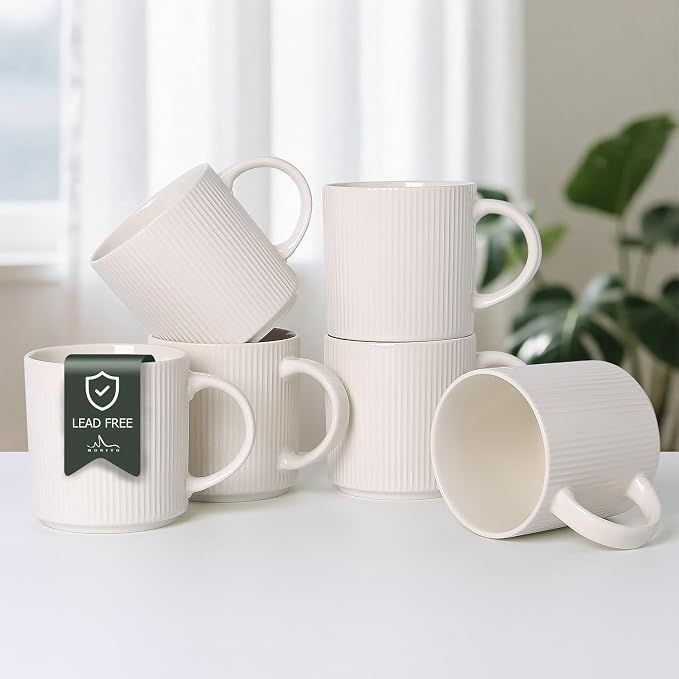 MONITO Coffee Mugs Set of 6, 16 oz Mugs Set, Ceramic Coffee Cups by MONITO