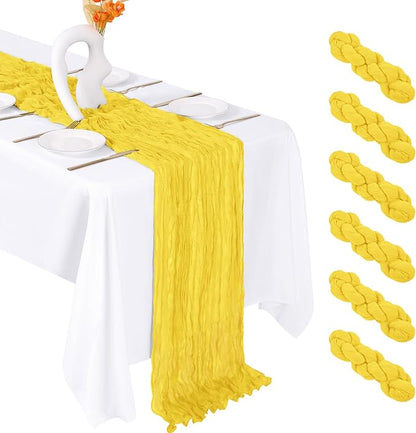 6 Pack Lemon Yellow Cheesecloth Table Runner 20 x 120 Inch Gauze Table Runner by Unknown