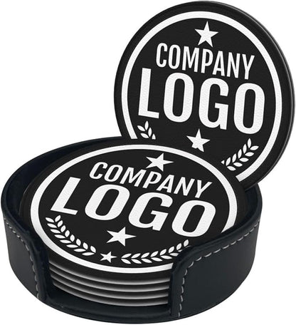 Custom Leather Coasters with Logo - Image 2