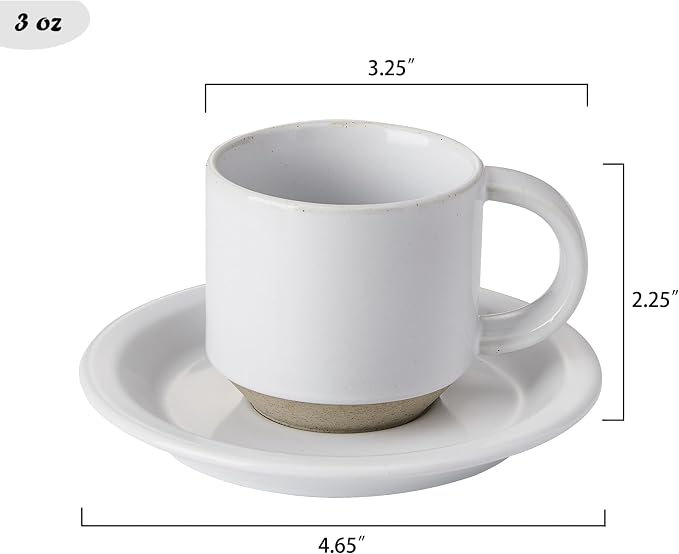 Oak Espresso Cups Set of 4, 3 oz Demitasse Cups, Modern Style, Microwave & - Image 2