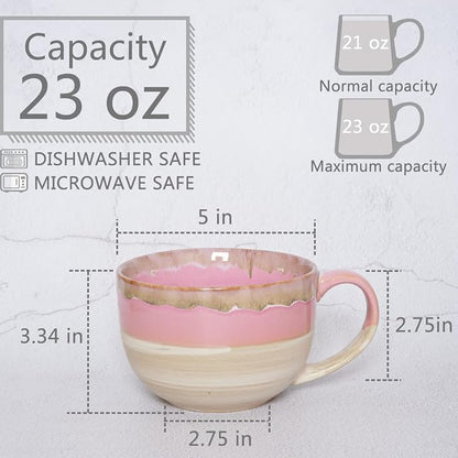 Ceramic Jumbo Coffee Mug Set of 2, 23 Oz, Large Mug Soup Bowls - Image 2