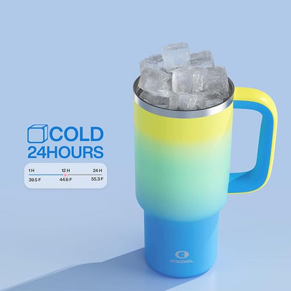 ENCOOL 32 oz Tumbler with Handle and Straw: Stainless Steel Insulated Tumbler - Image 5