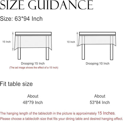 ISAENNE Designer Linen Long Rectangle Tablecloth,Western Colorful Floral Indoor Table Cloth,Wrinkle Resistant Decor Tablecloths for Dining Thanksgiving Kitchen Christmas,63"*94"-Serenity B