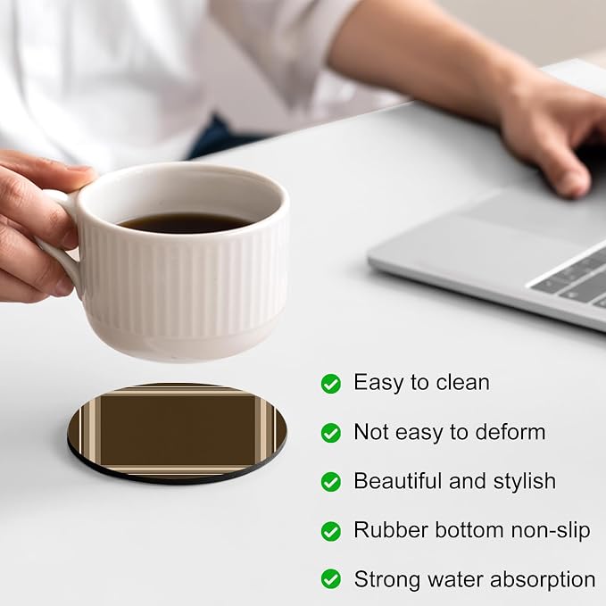 Dark Brown Coasters Set of 6 Absorbent Coasters - Image 4