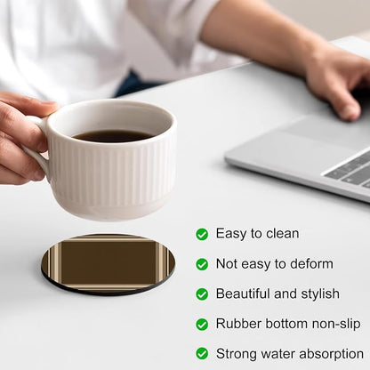 Dark Brown Coasters Set of 2 Absorbent Coasters - Image 4