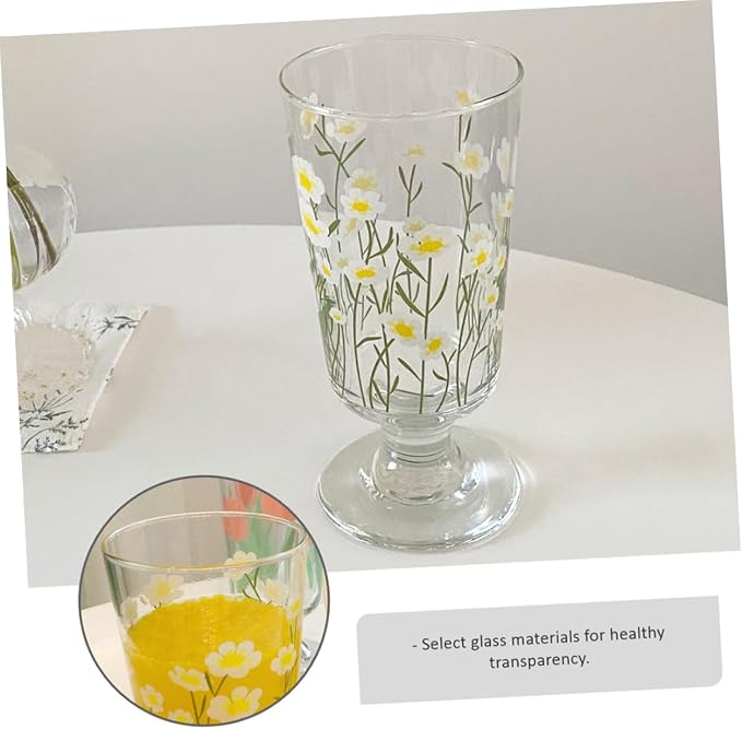 Daisy Set Vintage Romantic Glasses Cup Floral Glassware Daisy Drinking Glasses - Image 9