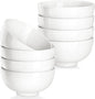 MALACASA Small White Ceramic Bowls Set of 8, 14 OZ Compact Dessert Bowls Rice Bowls Set, Ceramic Bowl for Ice Cream, Soup, Cereal, Side Dishes, Dishwasher & Microwave Safe
