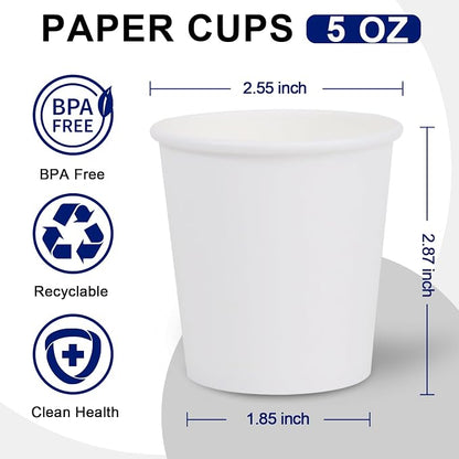 Clawsoff 100 Count 5 oz Disposable Small Paper Bathroom Mouthwash Cups | White - Image 2