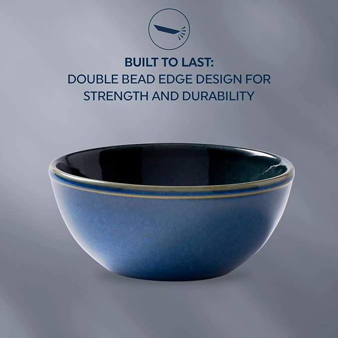 Corelle Stoneware 4-Pc Bowl Set, Handcrafted Artisanal Double Bead Bowls - Image 5