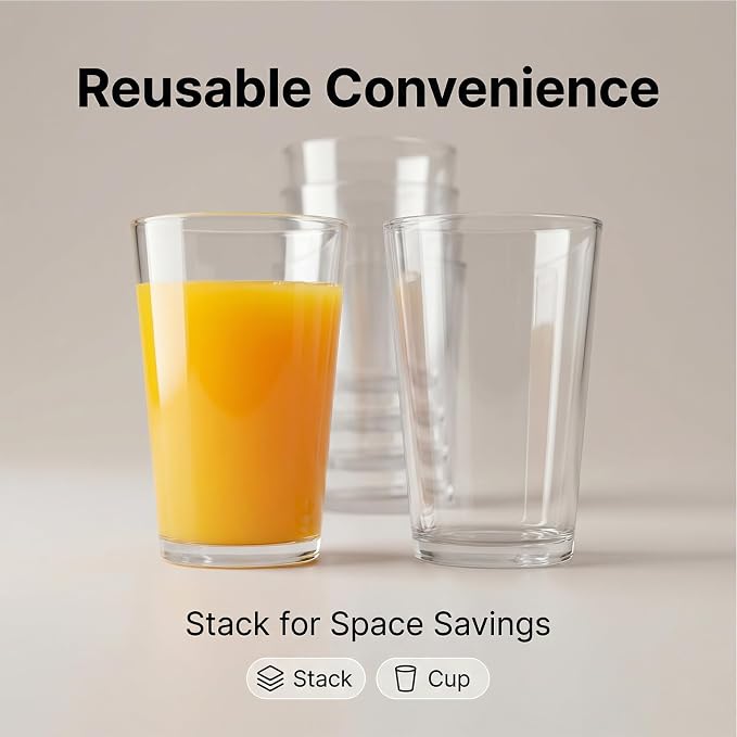 Clear Plastic Reusable Drinking Glasses set 6, 12oz Iced Tea Cups | BPA Free - Image 3