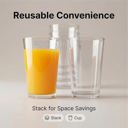 Clear Plastic Reusable Drinking Glasses set 6, 12oz Iced Tea Cups | BPA Free - Image 3