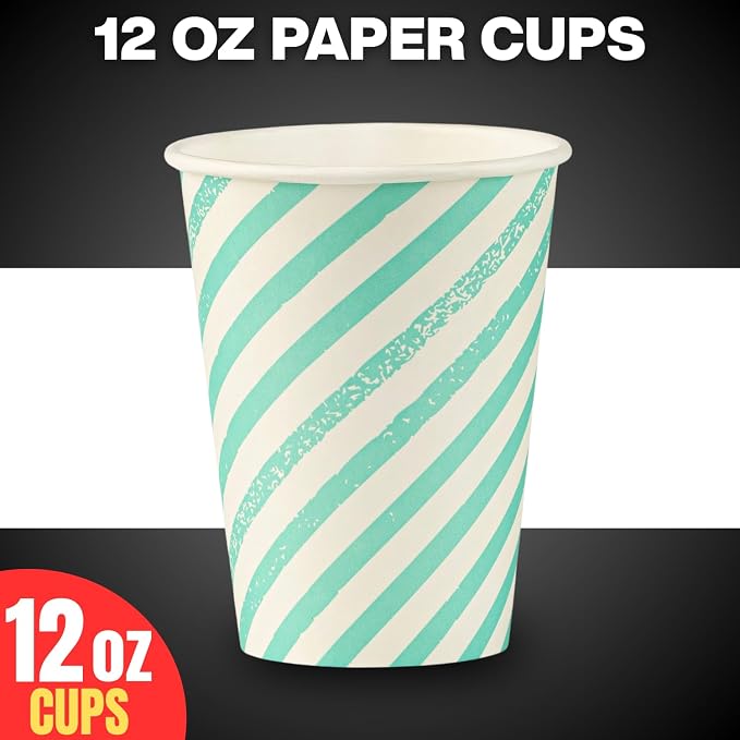 Disposable Coffee Cups, To Go Paper Hot Cups, Water Blue - Image 6