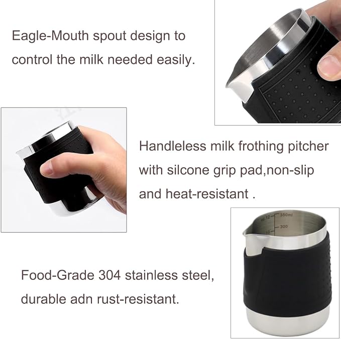 Milk Frothing Pitcher, 350ml/12oz Espresso Steaming Pitchers, Stainless Steel - Image 4