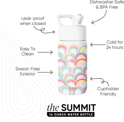 Simple Modern Kids Water Bottle & Toddler Cup | 14oz | Rainbows | Insulated - Image 2