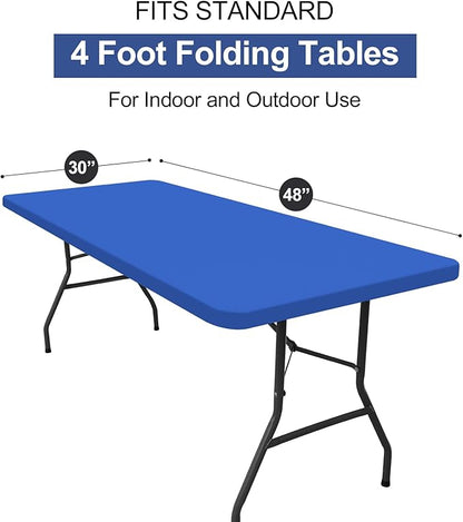 homing 2 Pack Rectangle Table Cloth, Elastic Fitted Fabric Tablecloth Fits for 4 Foot Folding Tables, Washable Table Cover for Picnic, Camping, Indoor & Outdoor (Blue, 30" x 48")