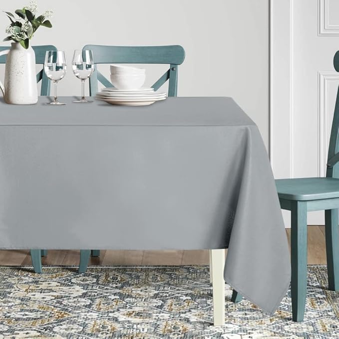 sancua Rectangle Tablecloth - 60 x 120 Inch - Stain and Wrinkle Resistant Washable Polyester Table Cloth, Decorative Fabric Table Cover for Dining Tables, Buffet Parties and Camping, Silver Grey
