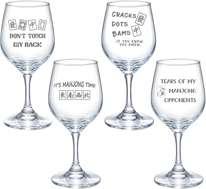 Qinyoung 4 Pcs 10 oz Mahjong Cups Wine Glass Mahjong Accessories and Gifts by Qinyoung